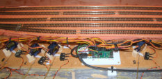 This shows the Servo Motor Control Unit and some of the servos with wire-in-tube to the points.